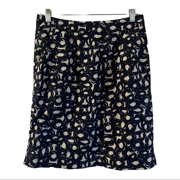 Boden Navy Richmond Circle Print Lined Pencil Skirt Size 6R Cotton Linen Casual. - Picture 1 of 4